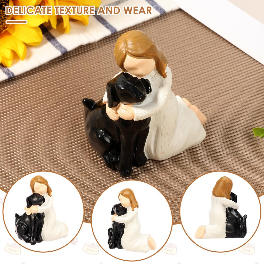 Love My Black Dog Figurines Statues Home Decor Cute Dog Angel Friendship Remembrance Presents for Dog Lovers Home Dog Sculpted