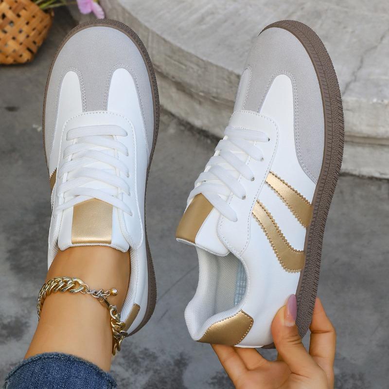 Women's German Training Shoes Spring and Autumn New Flat Retro Color-Block Casual Sports Board Shoes