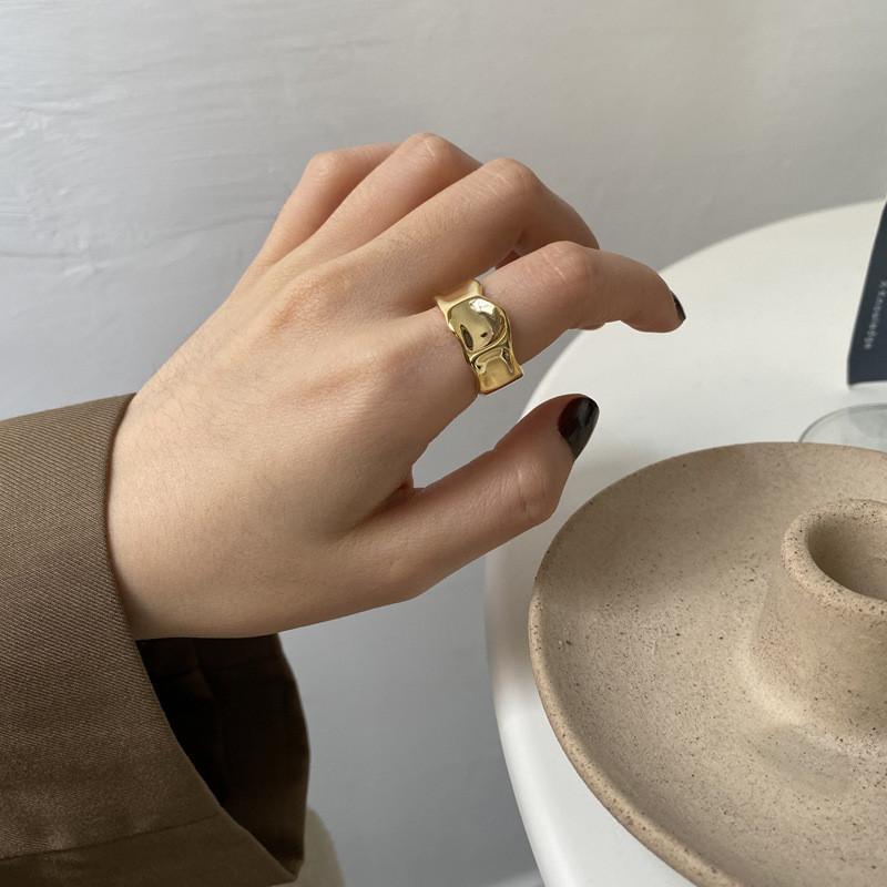 Elegantní S925 Ryzí Stříbro Minimalistický Nepravidelný Prsten Nastavitelná Velikost Ideální Pro Jakoukoli Příležitost