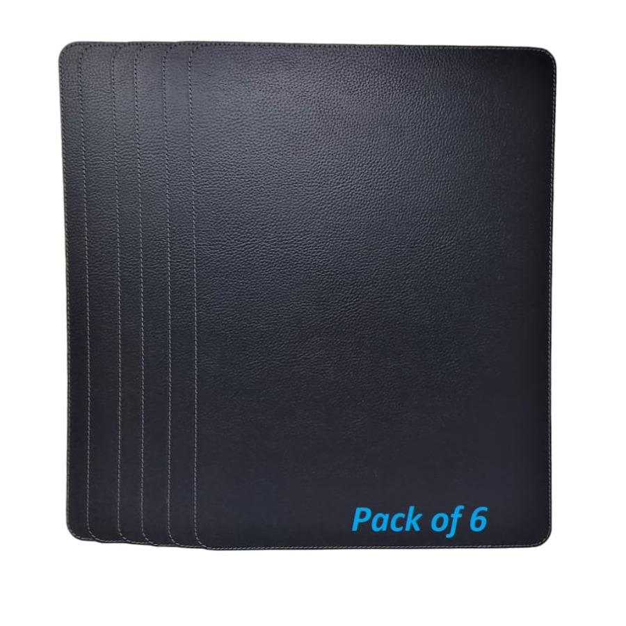 

Set of 6 Placemats Made of Recycled Leather 18x13 Black for Dining Room Use Eco-Friendly and Stylish Table Accessories