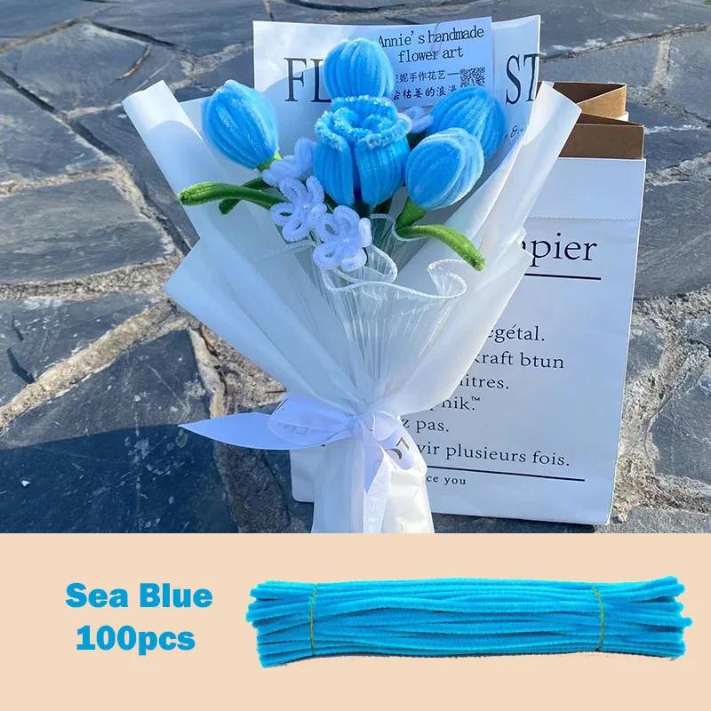 100Pcs Colorful Chenille Stems Pipe Cleaners Plush Tinsel Stem Wired Twist Sticks Hair Strip Diy Craft Educational Toys Handmade
