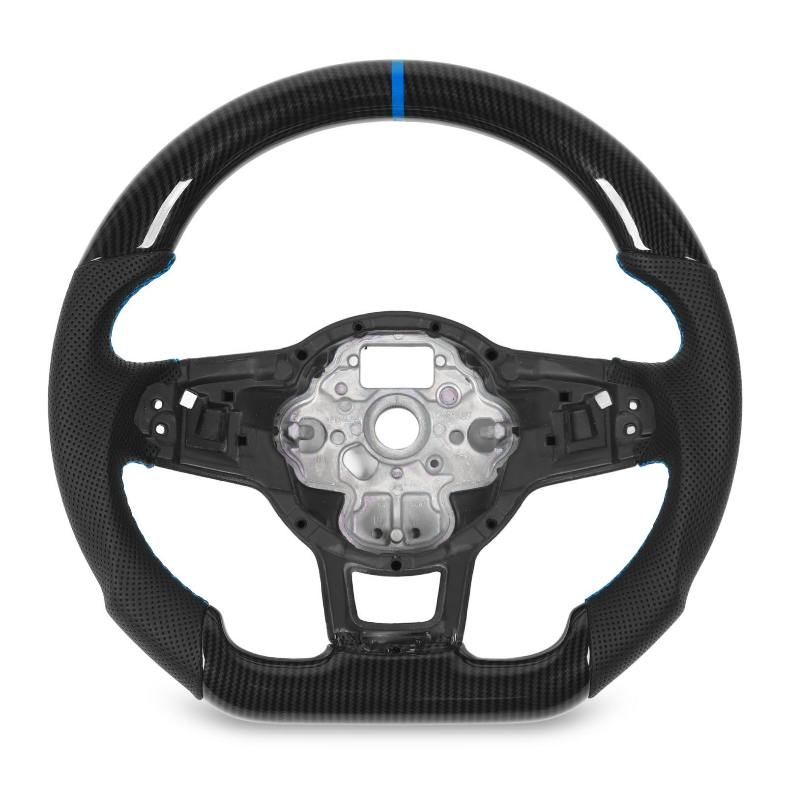 

ГидроРуль с видом карбонового волокна, перфорированная кожа, плоское дно для GLI R GTD MQB Синий