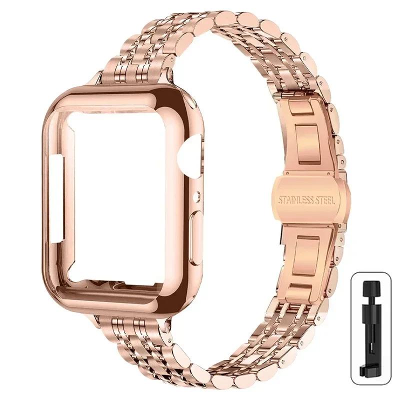 Metal Band+Case for Apple Watch Ultra2 Strap 49mm 42mm 41 45 46 40 44mm Cover Steel Bracelet For Iwatch Series 10 9 8 7 6 SE 5 4