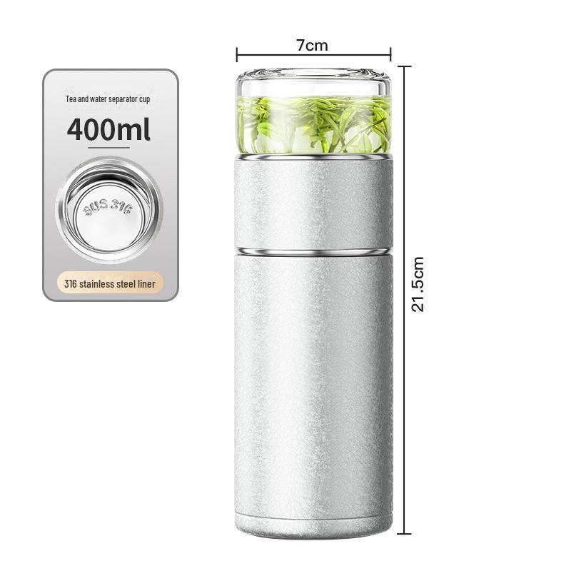 "Portable 316 Stainless Steel Tea Separator Thermos Cup - Unisex Design, Ideal for Tea Brewing and Gifting."