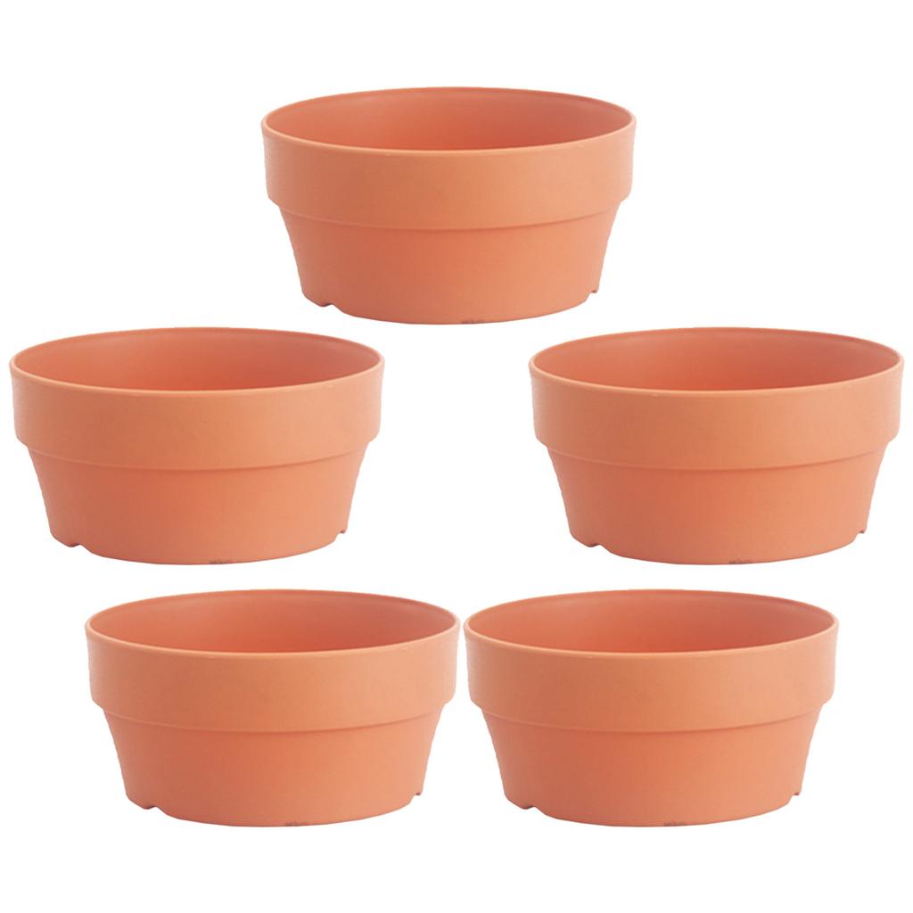 5Pcs Imitation Clay Flowerpot Japanese Round Plastic Plant Pot Drainage Hole Indoor Outdoor Succulent Container Garden Supplies