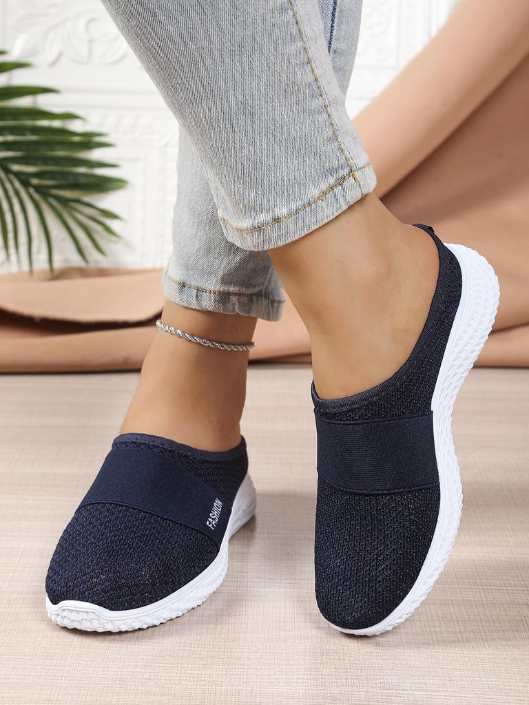 Damesko Casual Flats Sko Pustende Mesh Lazy for Damer Gåsko Lett Komfortable Utendørs Damesko