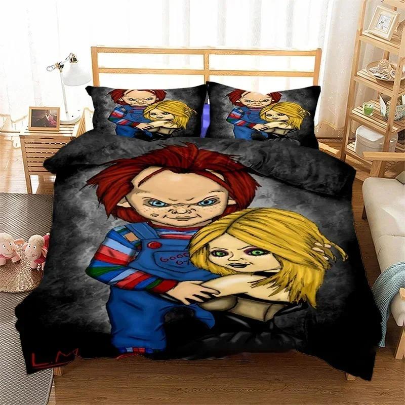 3D-Druck Horrorfilm Chucky Bettwäsche-Set Kissenbezug Bettbezug Doppel Einzel Voll Queen King Erwachsene Kinder Deckenbezug