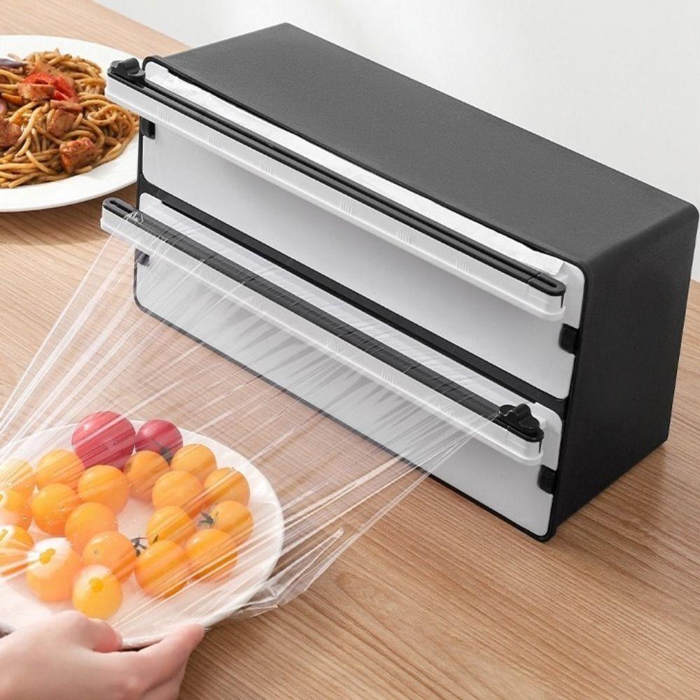Refillable Cling Film Cutter Plastic Aluminum Foil Cutting Machine Stretch Film Cutter  for Kitchen