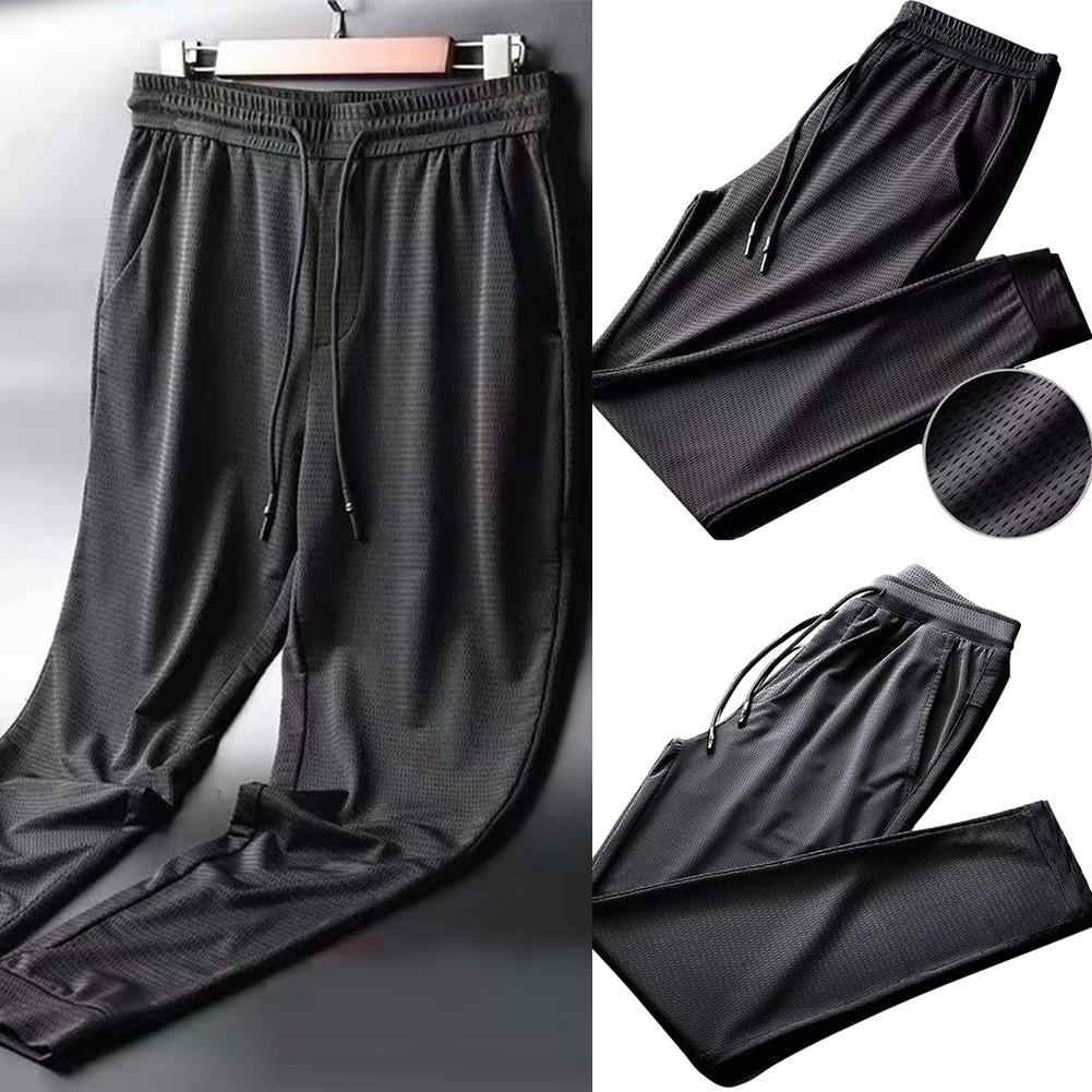 Men'S Summer Casual Pants Fitness Pants Sports Pants Quick-Drying Breathable Ice Silk Pants Straight Pants Thin Section