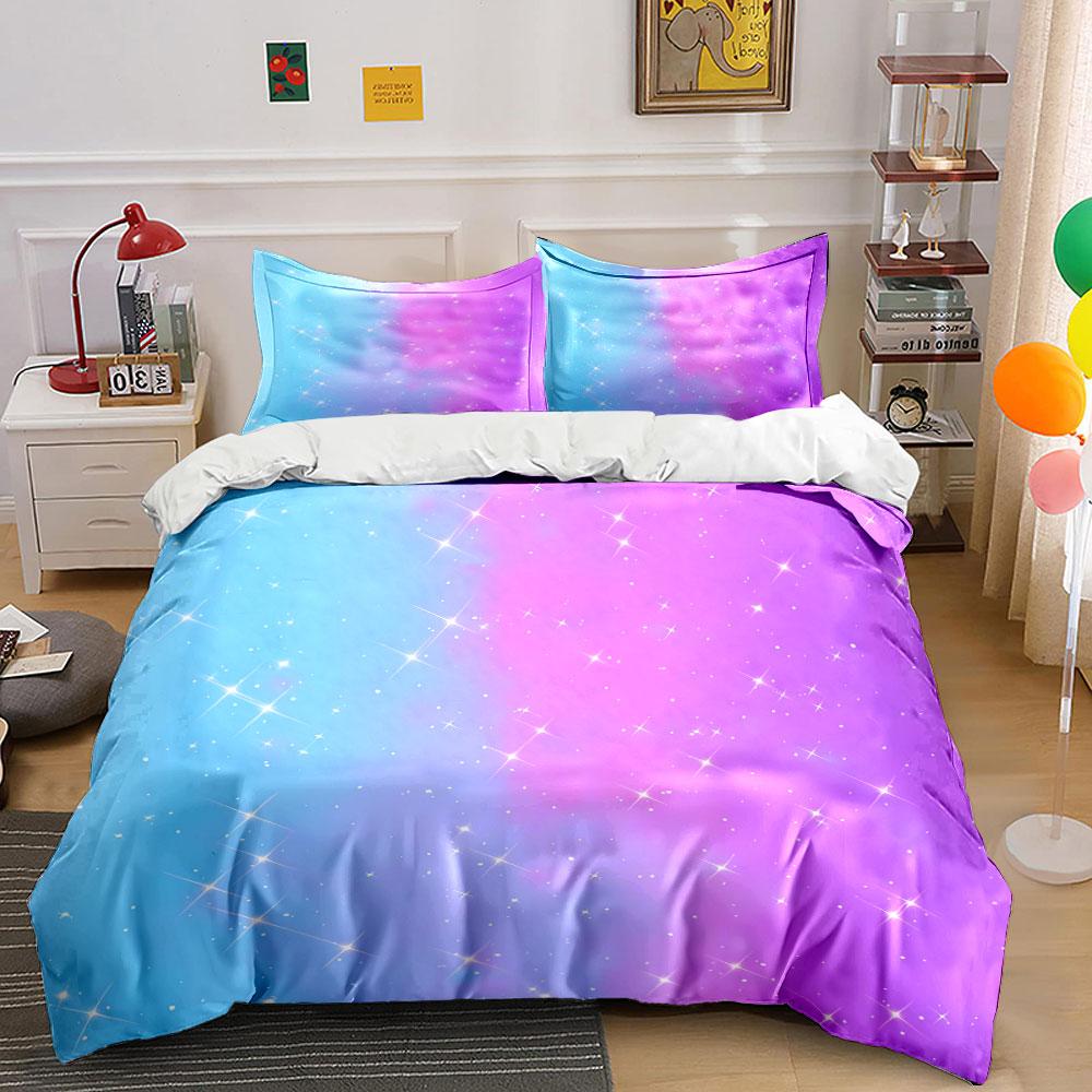 "Sparkling Gradient Decorative Backdrop" Soft Skin-Friendly Bedding Set Includes 1 Duvet Cover And 2 Pillowcase Gift