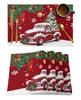 Merry Christmas Santa Claus Print Placemat 2/4/6pcs Kitchen Accessories Coffee Dining Table Mat Coaster Festival Tableware Pads