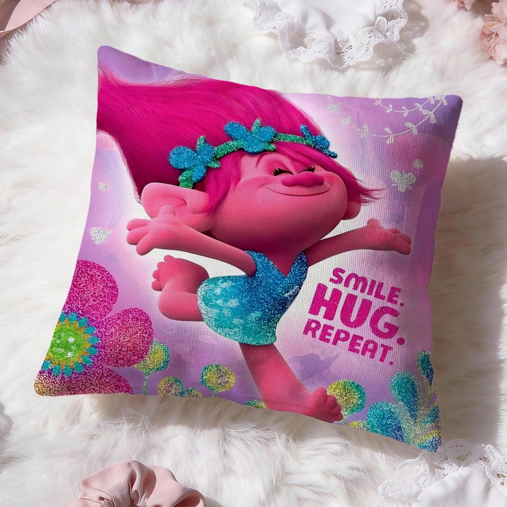 Trolls cute Cushion Cover Premium Comfort Reversible Pillow Cove -Two in One Design for Any Room & Car Interior