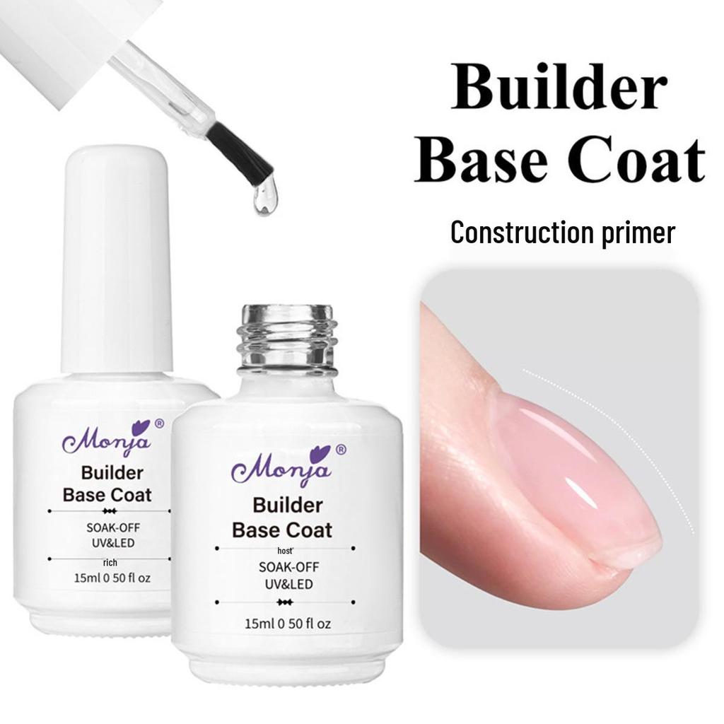 Monja Nail Art Transparent Reinforcing Gel with No-Wipe Tempered Top Coat for Salon Crystal-Plated Nails