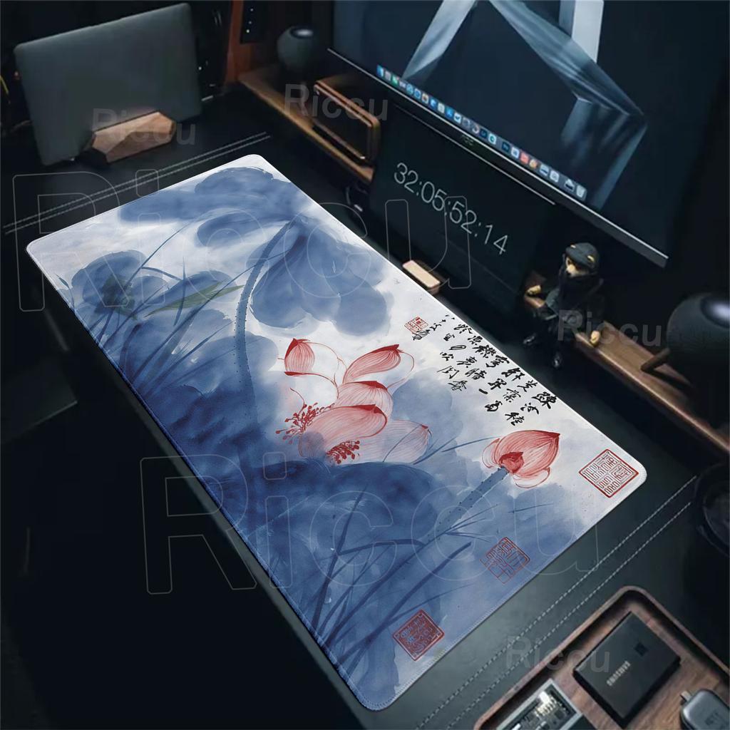 Ink Painting Landscape Mouse Pad Gaming Mousepad XXL Lotus Mouse Mat Office Natural Rubber Soft Mice Pads Desk Accessories Rug