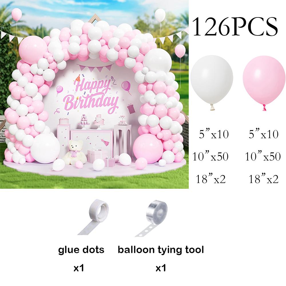 

126PCS Baby Pink Balloon Arch Kit Pastel Pink White Balloons Garland Baby Shower Gender Reveal Birthday Party Decoration Globos AS Picture