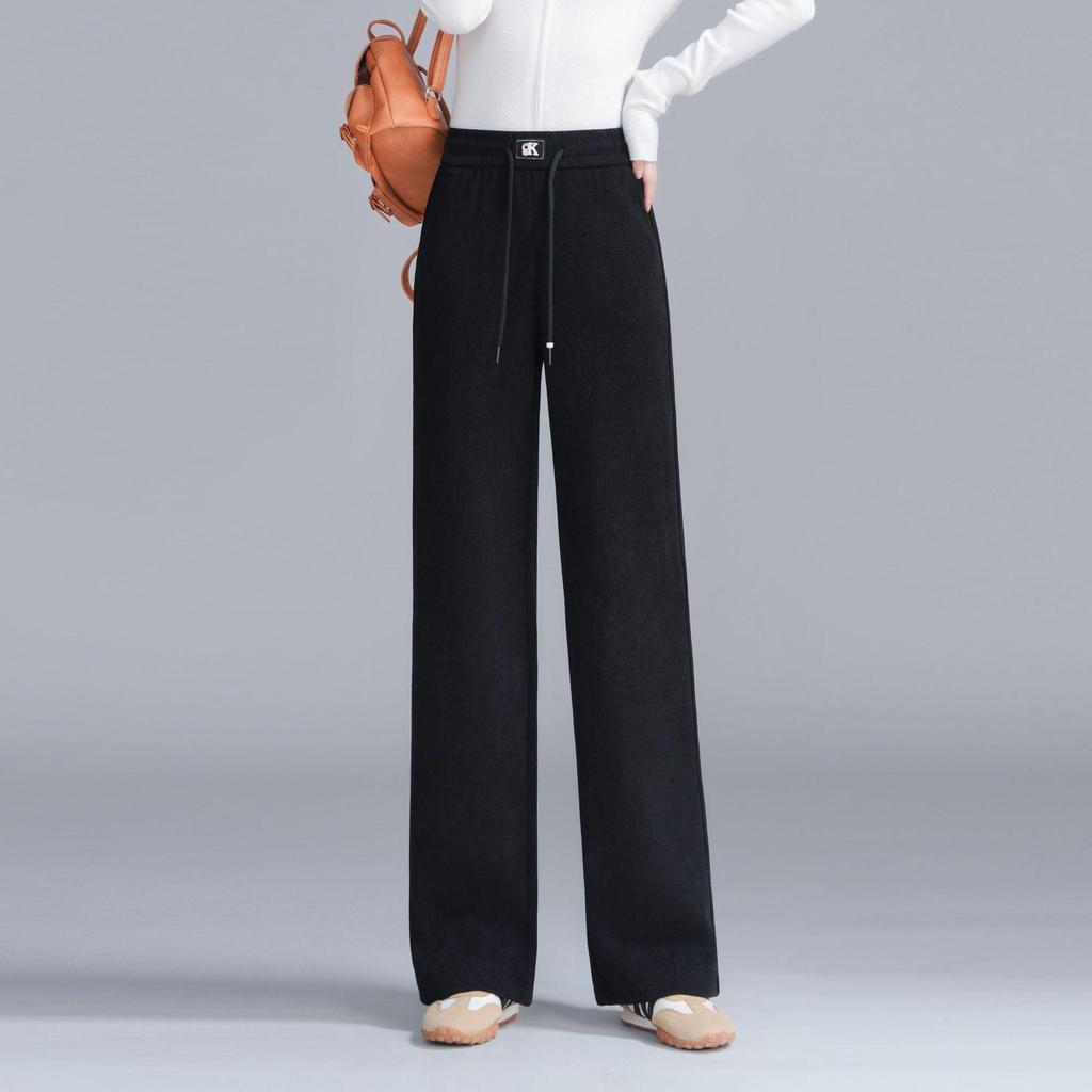 Black Wide-Leg Flare Pants for Women - 2025 Autumn/Winter Casual Fashion