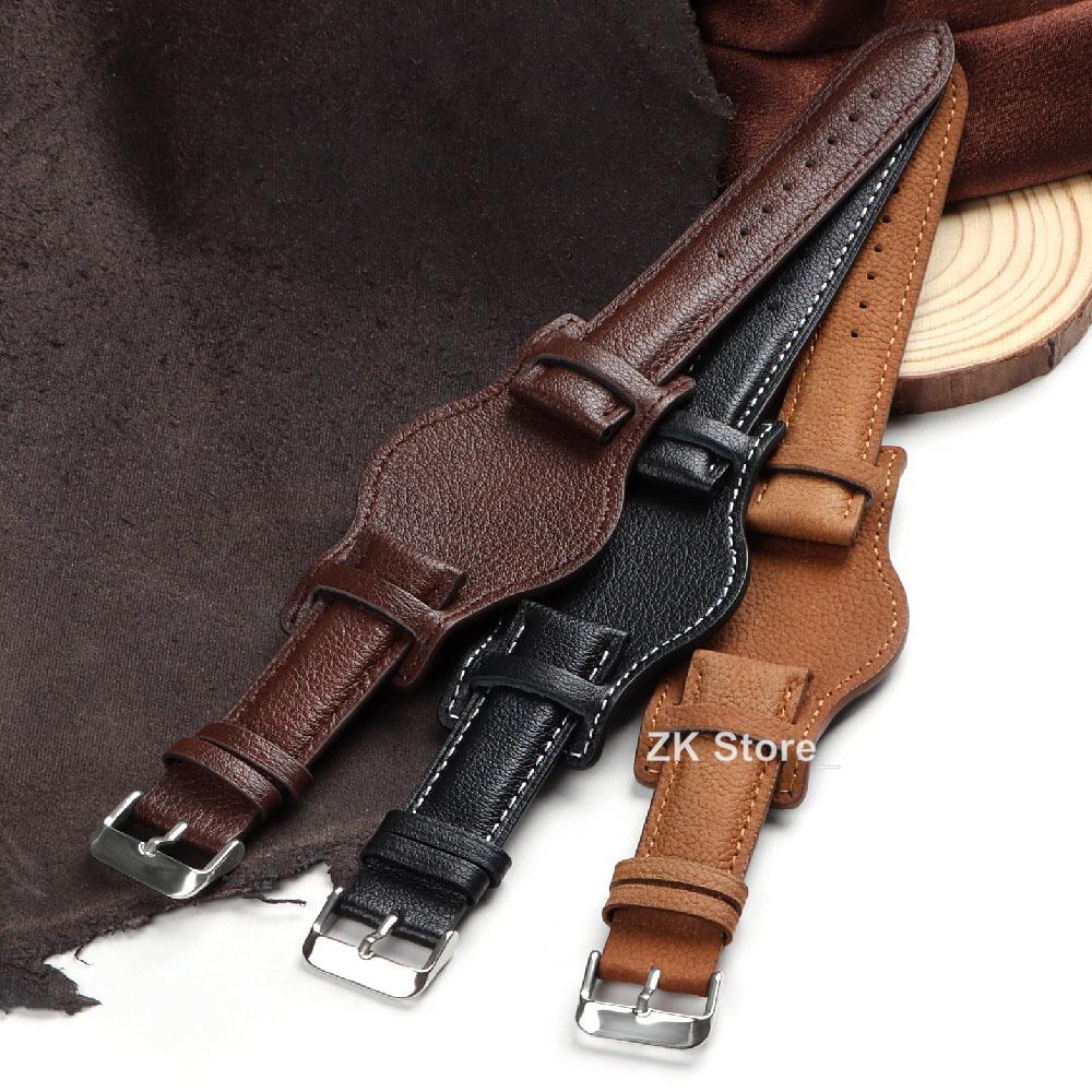 Cowhide Watch Strap Bracelet Vintage Genuine Leather 18mm 20mm 22mm Watchband Women Men Fashion Watch Band Belt with Pin Buckle