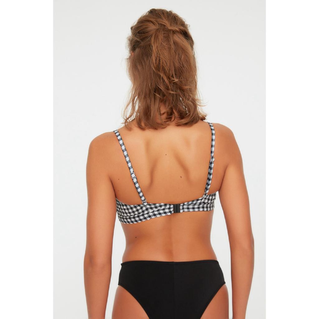 Gingham Textured Strapless Cut Out/windowed Bikini Top Tbess22bu0068