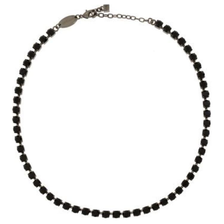 DSQUARED2 Embellished Pendant Brass Crystal Tin Necklace Men necklace Black NEM029959400001M1816