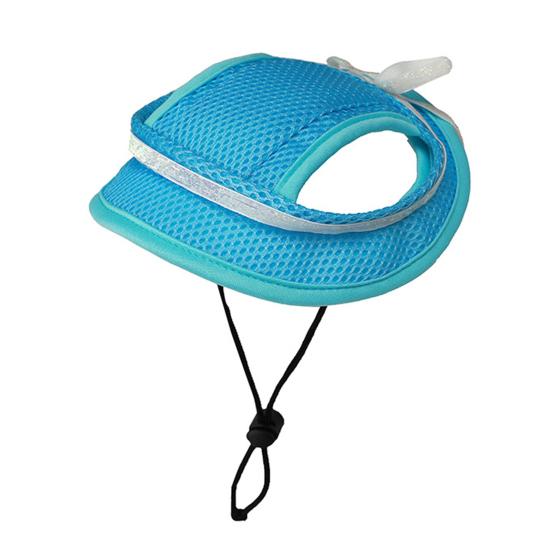 

Головной убор для домашних животных, супермягкая шляпа от солнца с широкими полями из полиэстера для собак и кошек, уличная сетчатая шляпа от солнца для домашних животных L синий