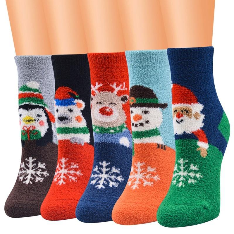 

Женские рождественские носки Coral Velvet Santa Claus Snowman Socks 1
