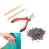 Hair Extension Kit Plier Pulling Hook Needle Extension Beads Tool Set for Extending Hair