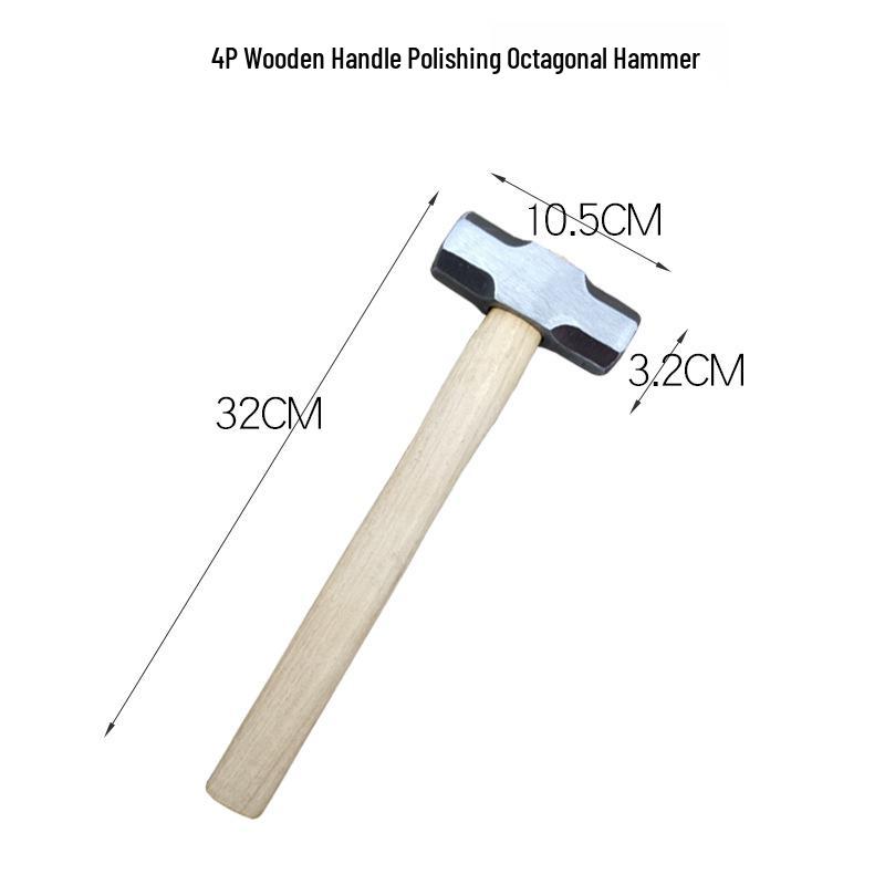 Explosion-Proof Octagonal Sledgehammer with Solid Wood Handle & PVC Rubber Grip