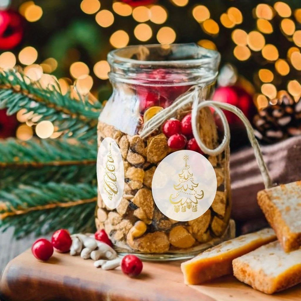 500pcs Golden Foil Christmas Stickers - Elegant Holiday Decoration with 6 Pattern, Glossy Xmas Decorations for Cards, Gifts