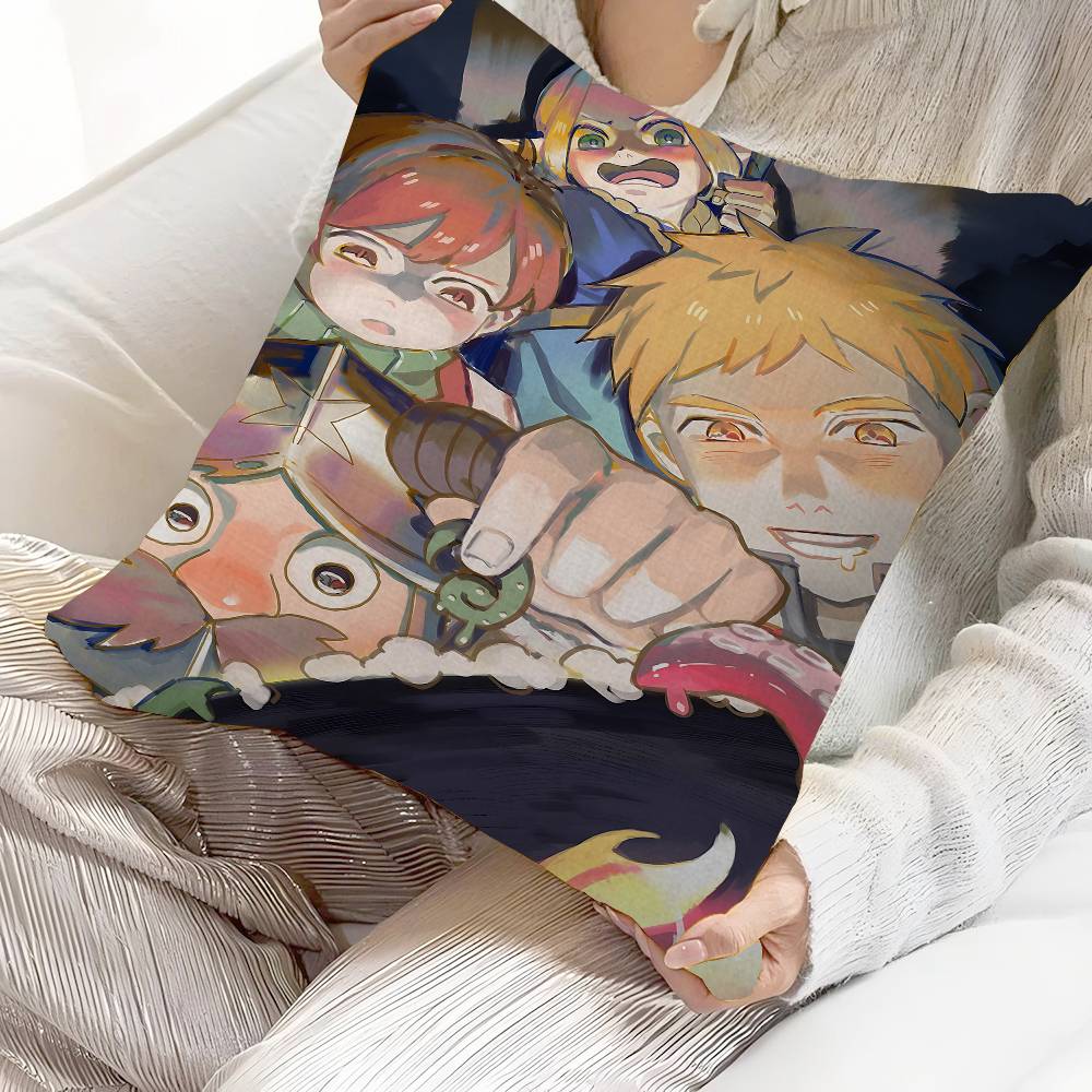 Anime Delicious In Dungeon Cushion Cover Polyester Sofa Cushions Decorative Throw Pillows Home Decoration Pillowcover