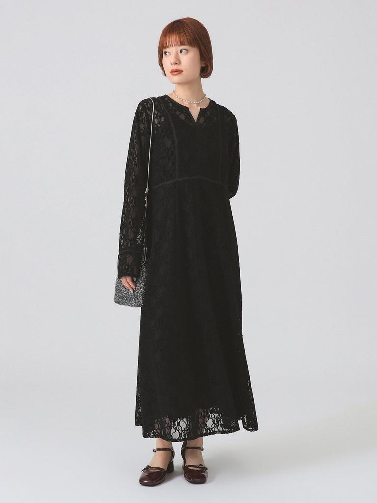 Ray Beams Women's Lace Keyhole Dress, Black 1