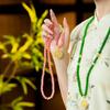 Green Glazed Agate Beaded Retro Sand Gold Necklace Long Sweater Chain Antique Cheongsam Accessories Women