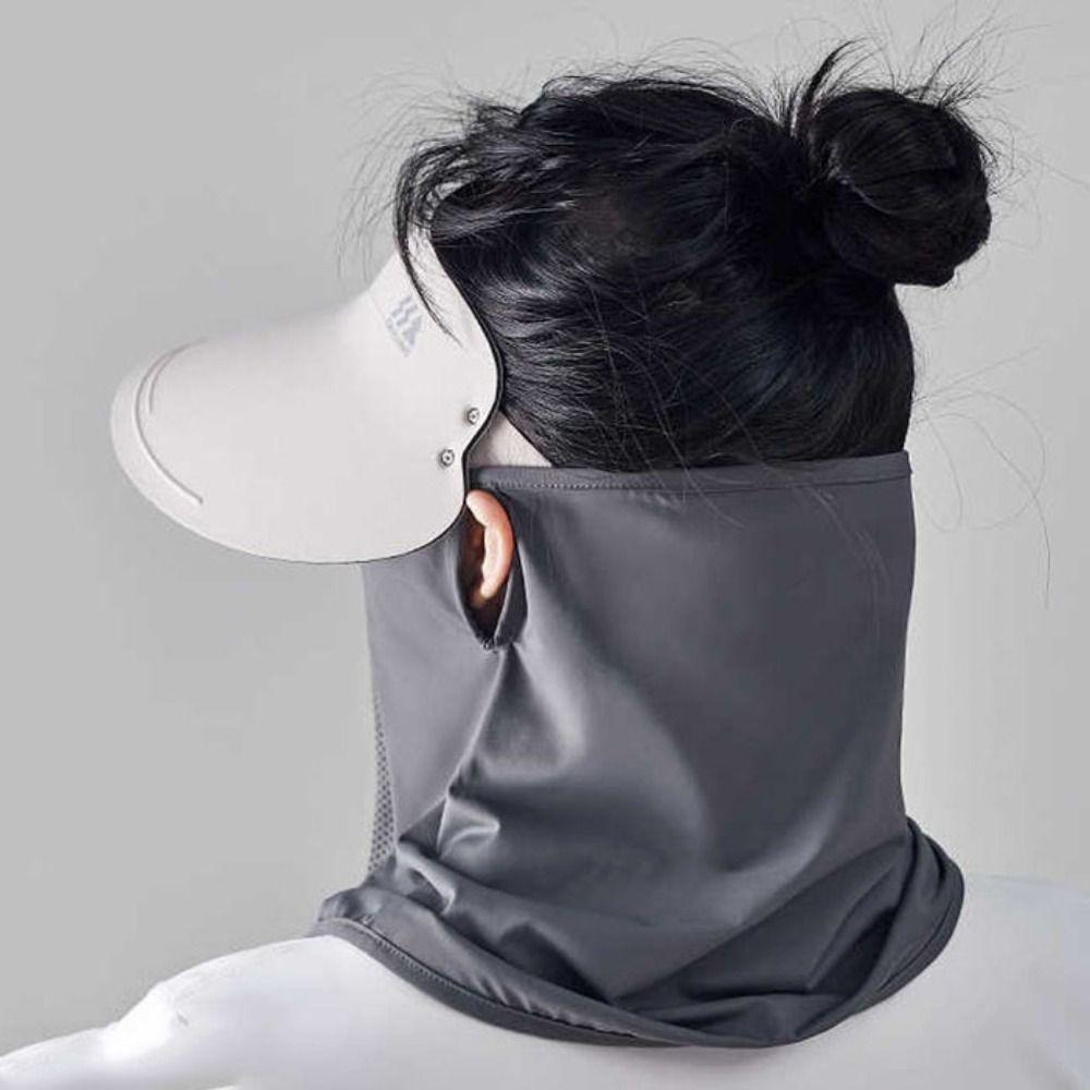Solid Color Sunscreen Face Cover Eye Protection UV Protection Veil Thin Ice Silk Mask  Cycling