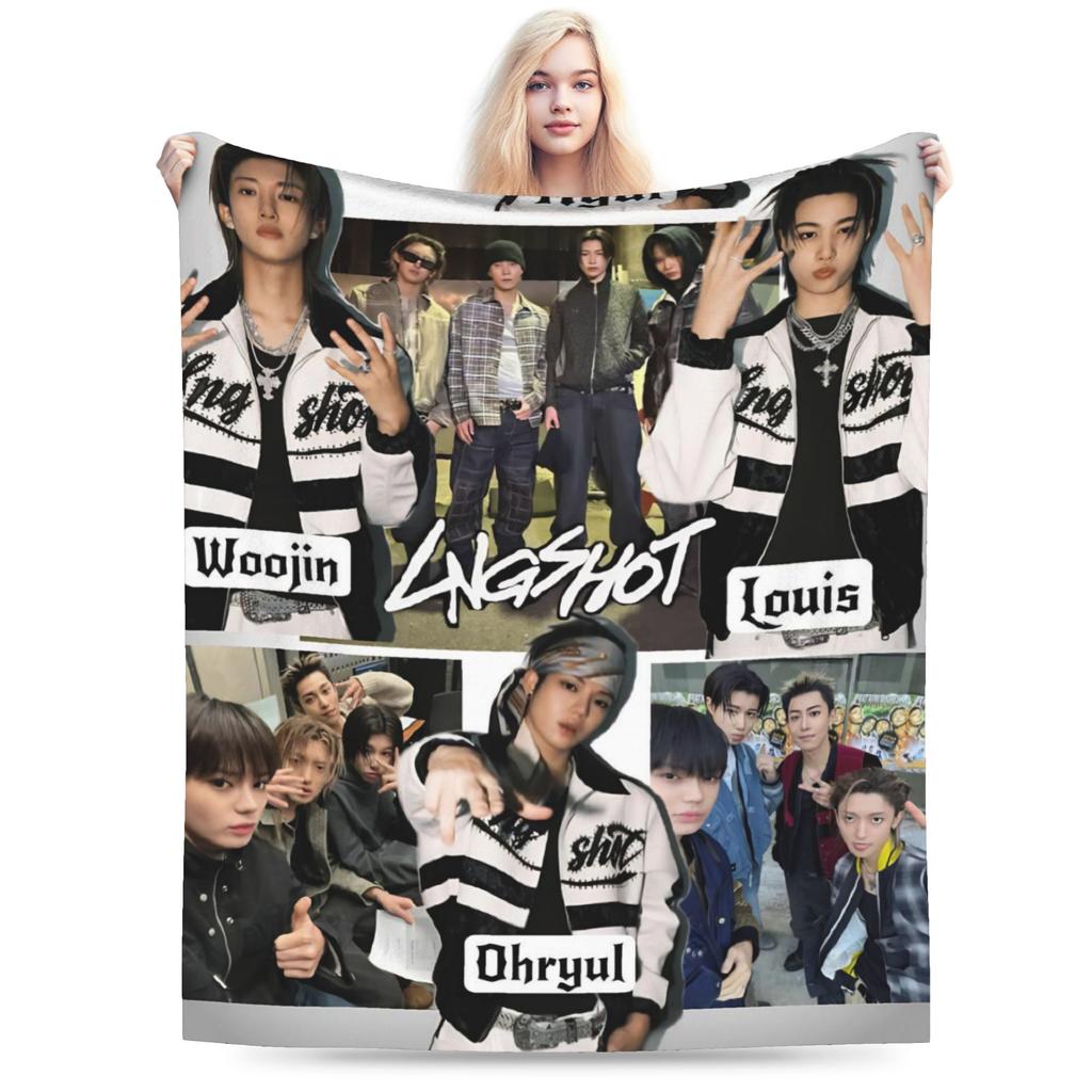 Super Soft Kpop Group Lngshot Throw Blanket Premium Flannel Fleece Lightweight Bed Blanket Super Cozy Blankets All Season Use