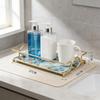 Vanity Tray Luxury Bathroom Counter Tray Glass Perfume Organizer Holder Cosmetics Makeup Skincare Display Decorative Vanity Tray
