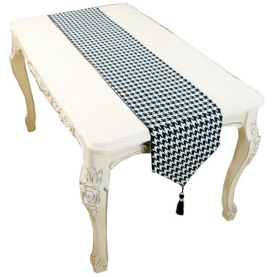 Table Runner Plaid Print Table Decorative Contrast Tassel Color with Anti-slip Decoration Heat-resistant Drooping