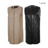 La Belle Shinyoung Fur Women Lambskin Round Double colLar Long Vest Gg706vt