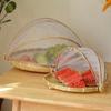 Handmade Bamboo Serving Trays with 3 SIZES Detachable Mesh Covers - Ideal for Outdoor Dining!
