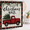 Christmas truck Shower Curtain, Christmas Bathroom Curtain Decoration With Hook Fabric Christmas Gift Curtain, with Hooks