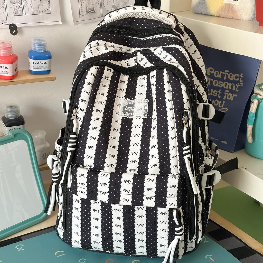 Schoolbag new gentle fresh color scheme striped design backpack junior high school schoolbag women's fashion commuter backpack