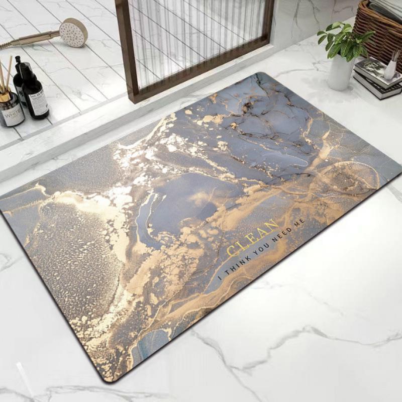 Nordic Style Marble Pattern Diatom Mud Bath Mat - Non-slip, Water-Absorbent, Quick-Drying, Wear-Resistant Foot Mat