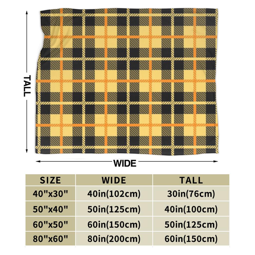 Yellow Tartan Blanket Quality Warm Bedding Throws Winter Girls Boys Living Room Pattern Bedspread