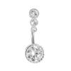 Women 4 Cubic Zirconia Inlaid Barbell Navel Belly Button Ring Piercing Jewelry