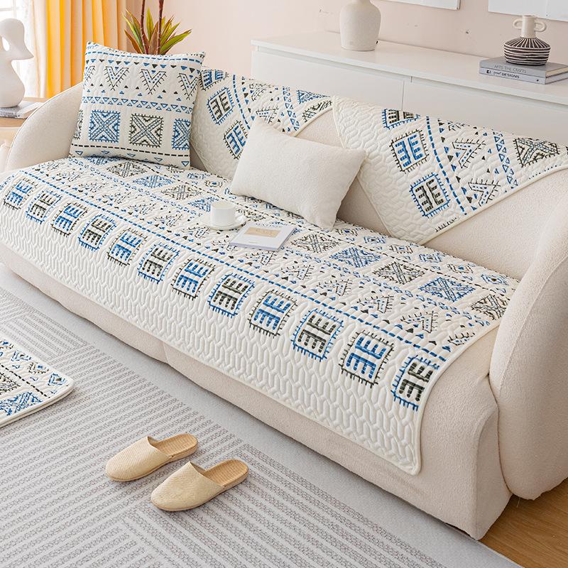 Sofa Cushion Summer High-End Crystal Velvet Four Seasons Universal Simple Modern Backrest Towel Light Luxury Cushion