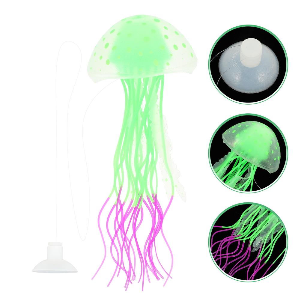 Silicone Artificial Jellyfish Aquarium Decoration Decorative Fake Jellyfish Glow Vivid Aquarium Ornament Wear-Resistant Fish