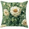 Vintage Green Floral Pillowcase D Flat Printed Peach Skin Cushion Cover Elegant White Peony Sofa Bed Home Decor Living Room