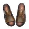 Fashion Mens Slip On Shoes Genuine Leather Slippers Summer Antiskid Beach Luxury Sandals Non-slip Men's Casual Sandal Soft Penny Shoes
