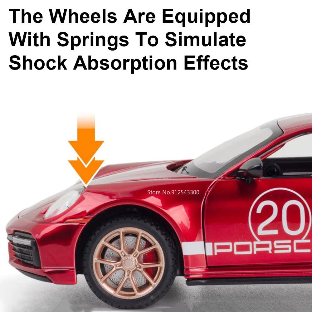 1:24 911 Turbo S GT3 RSR Toy Alloy Car Model Sound Light Pull Back Simulation Vehicle Model Collection Gifts for Friend