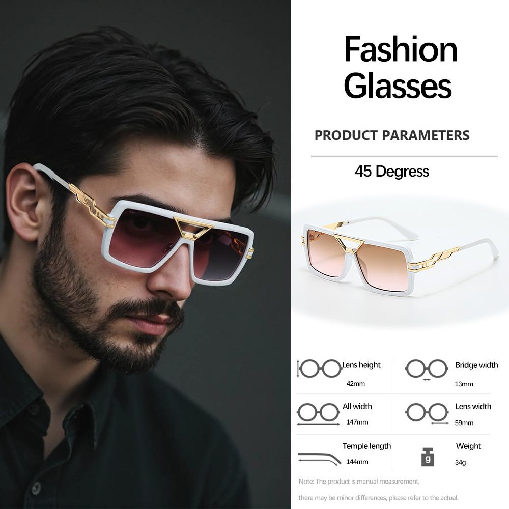 Light Luxury Vintage Sunglasses Tortoiseshell Patterned Square Frame Modern Metal Texture Commuting Item Sunglasses For Men