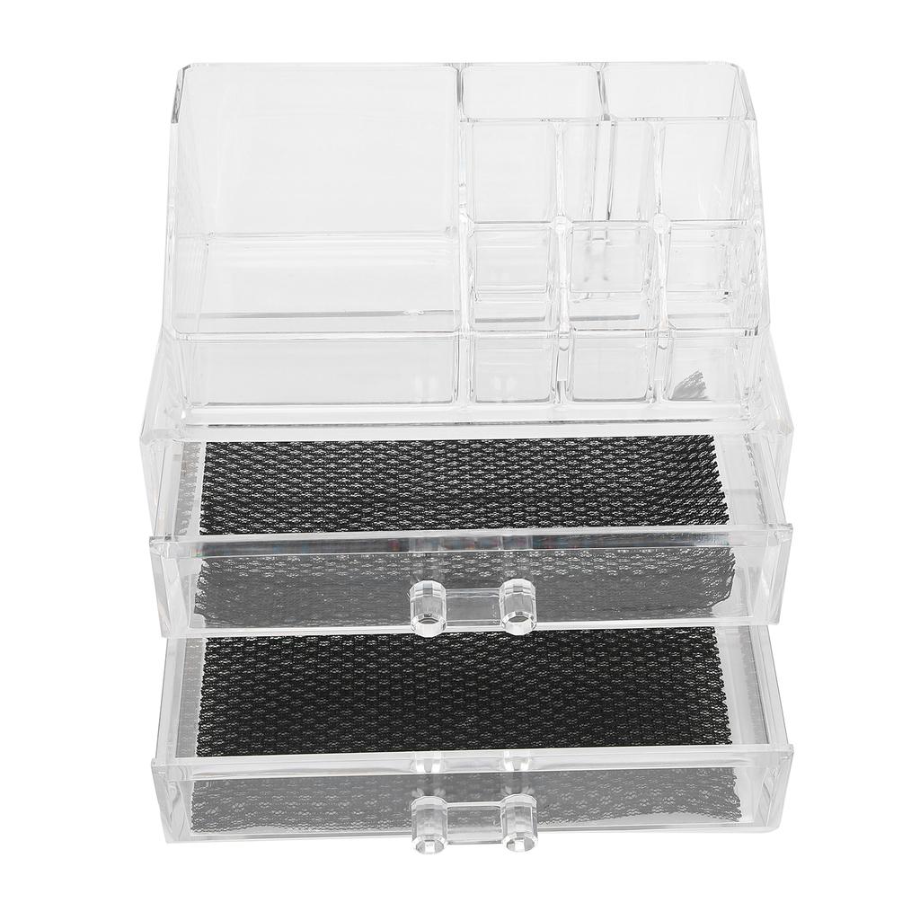 Transparent Makeup Storage Box Set TwoTier Box Jewelry Lipstick Organizer Display Holder