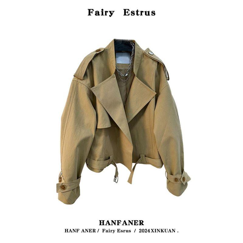 

This Year s Popular Little British Short Trench Coat Female Fall and Winter New Arrival Fancy Casual Loose Figure Flattering Short Coat Khaki M